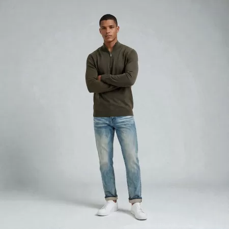 Jersey de Cachemira con Quarter Zip Verde