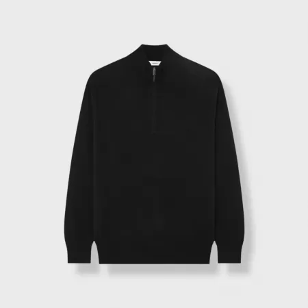 Jersey de Cachemira con Quarter Zip Negro