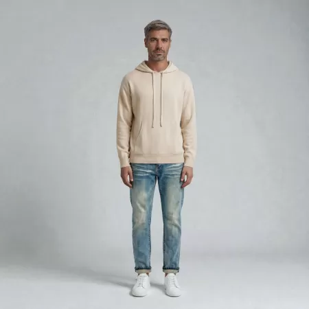 Sudadera con capucha de cachemira Beige Claro 