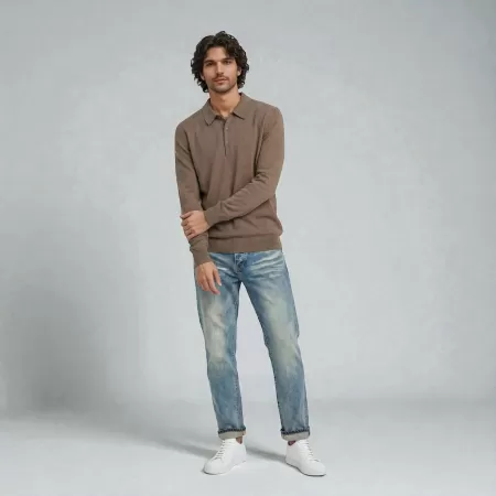 Polo de cachemira marrón claro