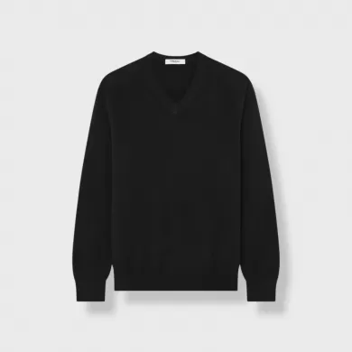 Jersey de Cachemir Cuello en V negro Jersey de Cachemir Cuello en V negro