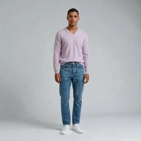 Jersey de Cachemir Cuello en V Lila