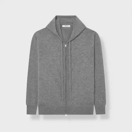 Sudadera con capucha y Cremallera de cachemira Gris
