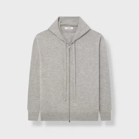 Sudadera con capucha y Cremallera de cachemira Gris Claro