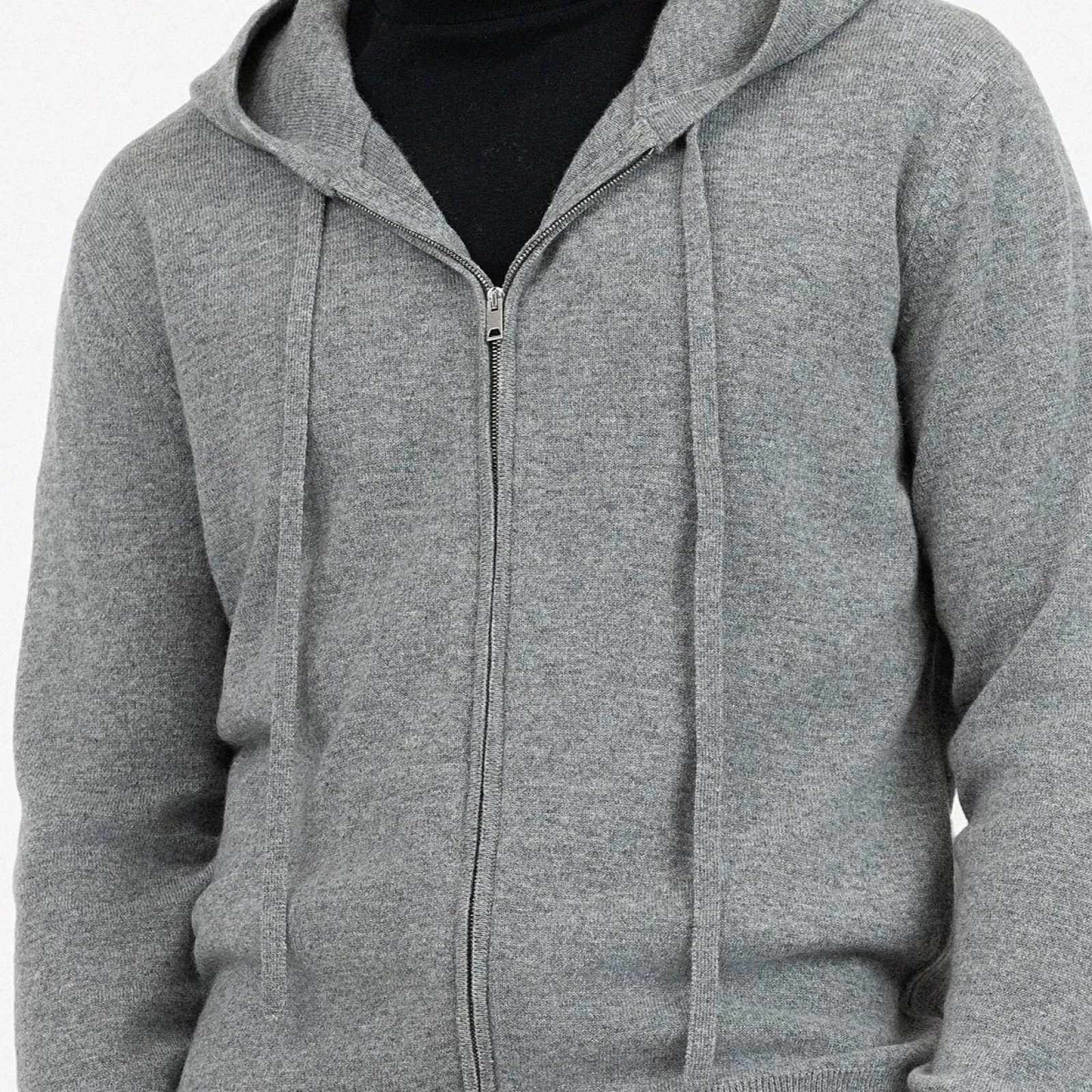Sudadera con capucha y Cremallera de cachemira Gris Sudadera con capucha y Cremallera de cachemira Gris