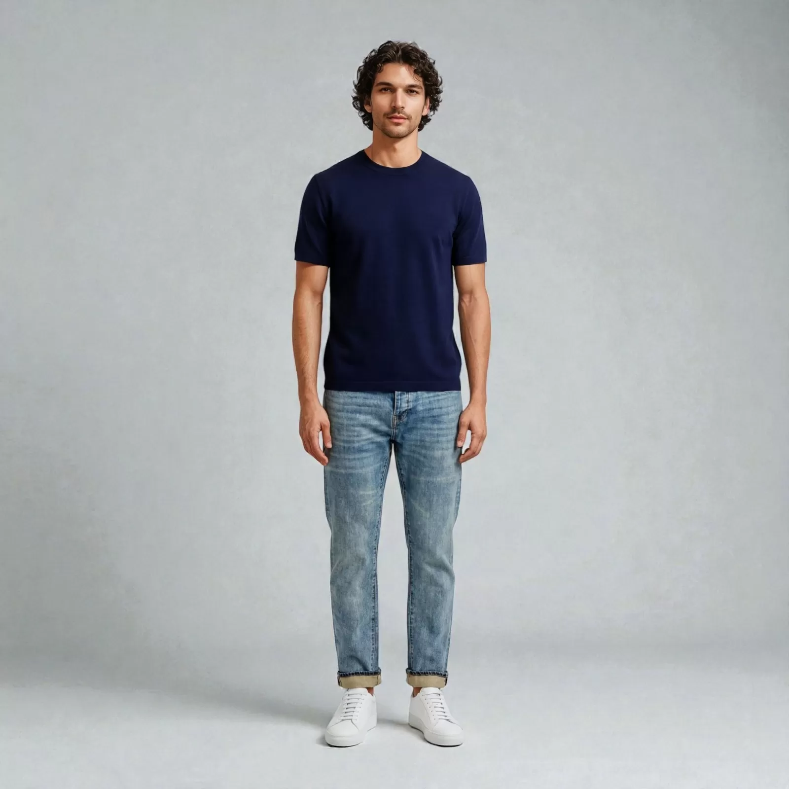 Camiseta de cachemira Azul Camiseta de cachemira Azul