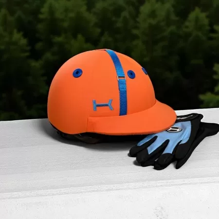 Casco de Polo Naranja con Detalles en Azul Real