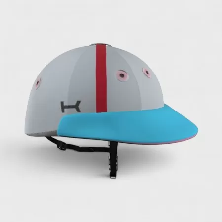 Casco de Polo para Mujer – Azul Cielo con Detalles Rosas