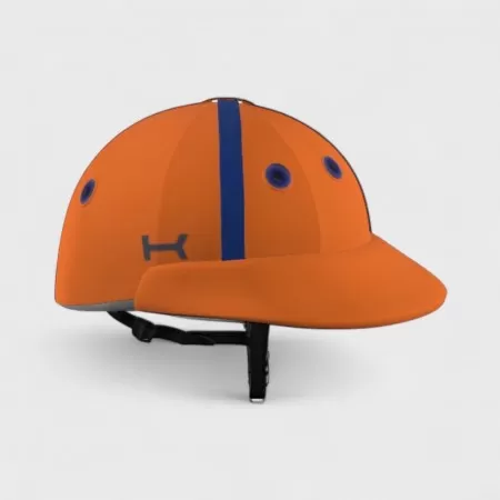Casco de Polo Naranja con Detalles en Azul Real