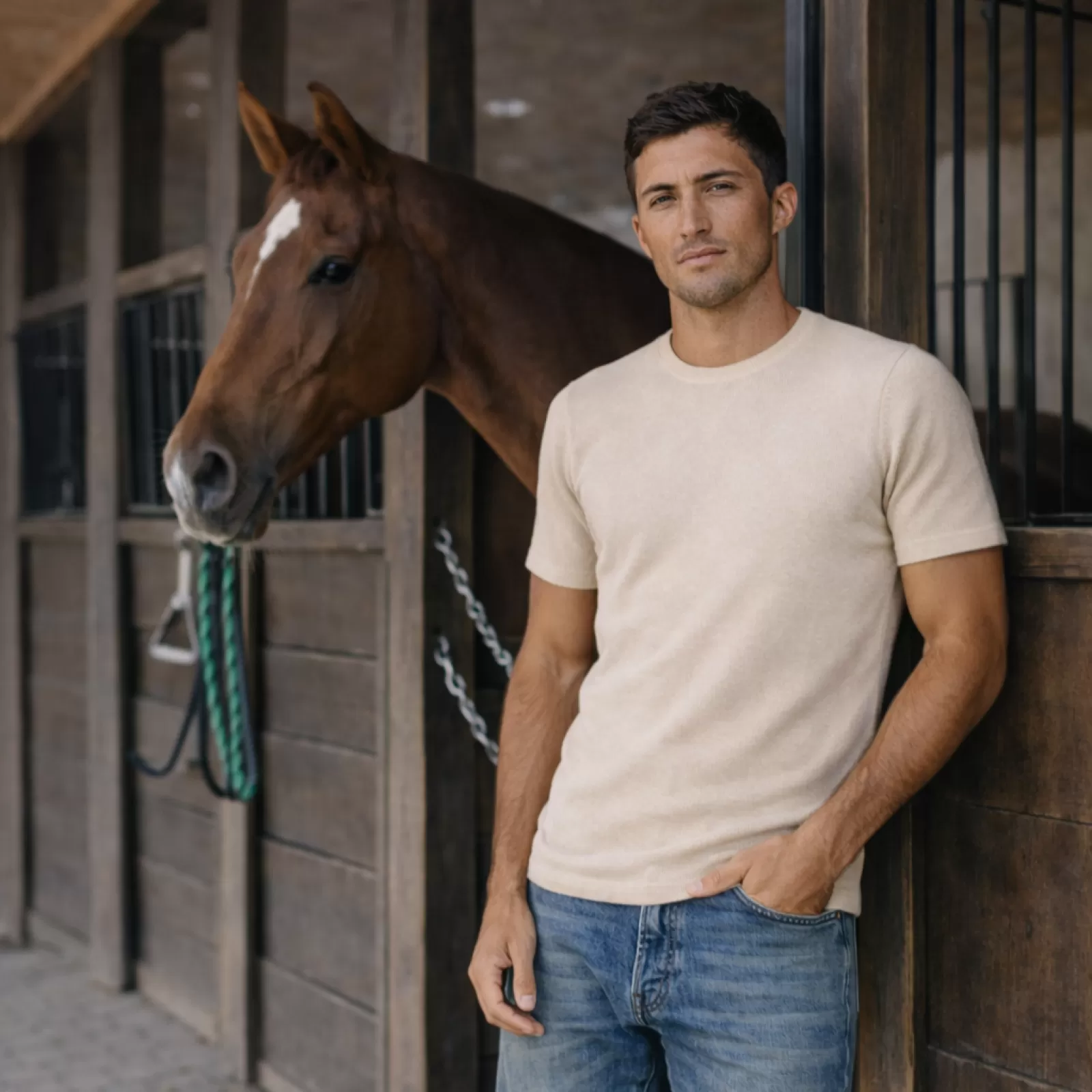 Camiseta de cachemira Beige Camiseta de cachemira Beige