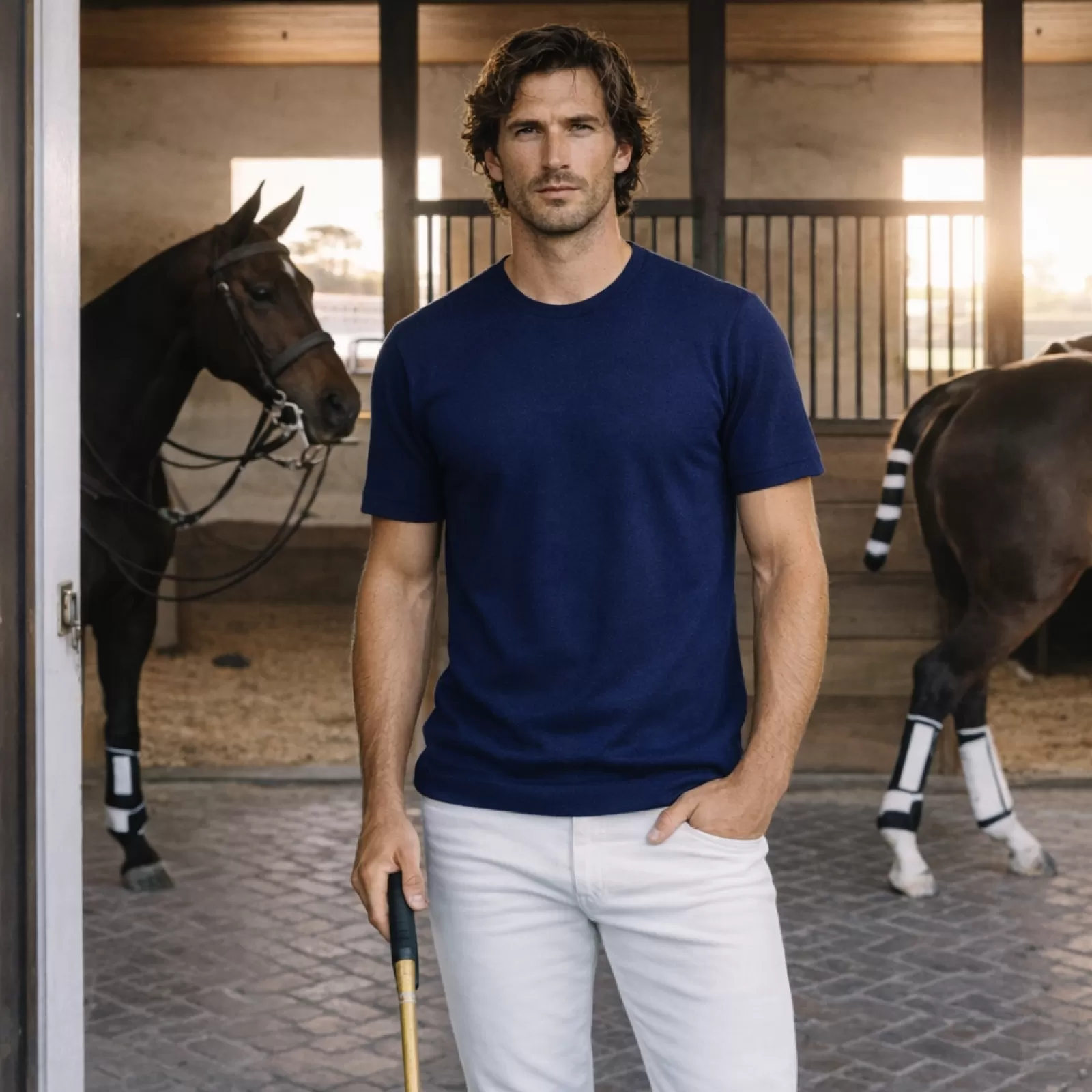 Camiseta de cachemira Azul Camiseta de cachemira Azul