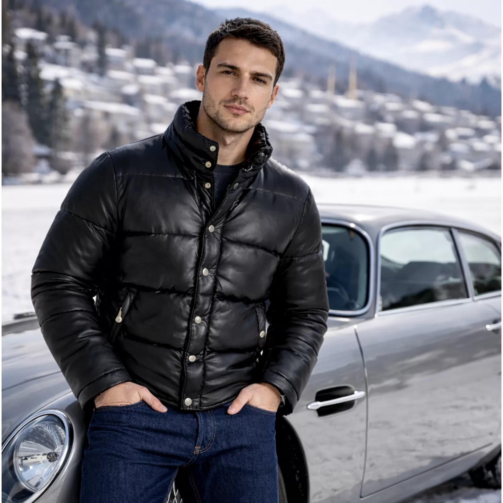 Chaqueta de Cuero Nappa Acolchada Chaqueta de Cuero Nappa Acolchada