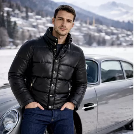 Chaqueta de Cuero Nappa Acolchada Chaqueta de Cuero Nappa Acolchada