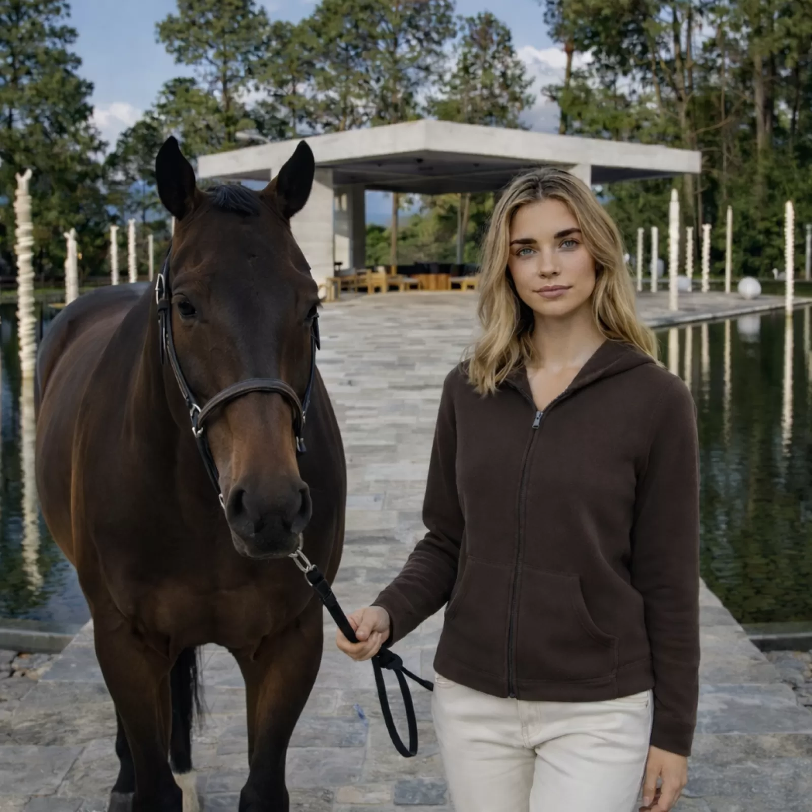 Sudadera con Cremallera de Cachemir Marrón Sudadera con Cremallera de Cachemir Marrón