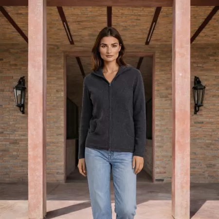 Sudadera con Cremallera de Cachemir Carbón Sudadera con Cremallera de Cachemir Carbón