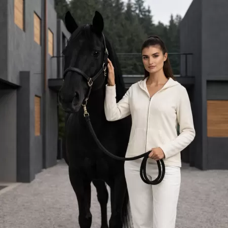 Sudadera con Cremallera de Cachemir Beige Sudadera con Cremallera de Cachemir Beige