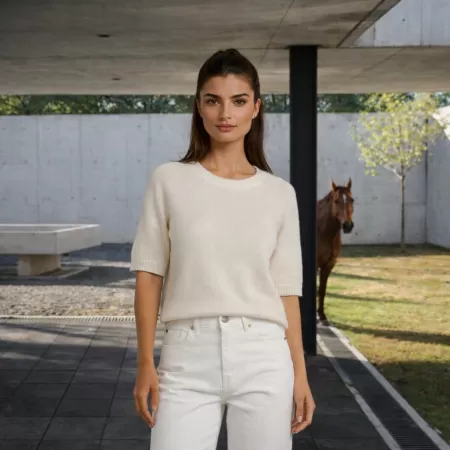 Camiseta de cachemira Ayala Beige Clair