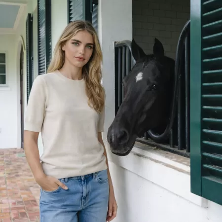 Camiseta de cachemira Beige Claro