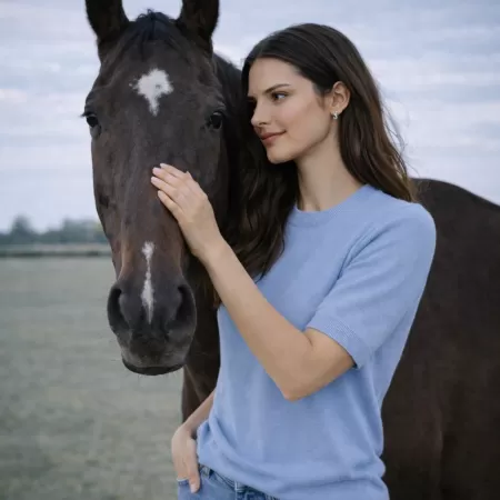 Camiseta de cachemira Azul Claro