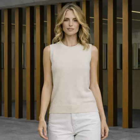 Top de cachemira Beige Claro