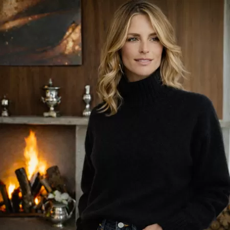 Jersey de Cuello Alto de Cachemira Negro Jersey de Cuello Alto de Cachemira Negro