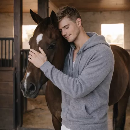 Sudadera con capucha y Cremallera de cachemira Gris